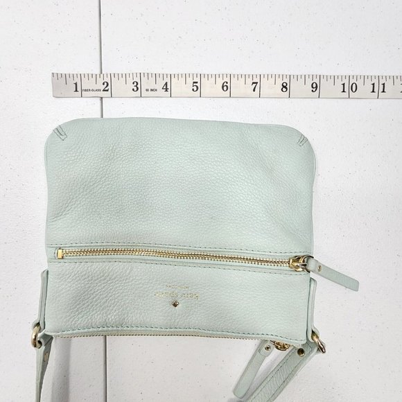 Kate Spade New York Light Blue Mint Green Pebbled Leather Crossbody Bag Purse - Picture 13 of 16